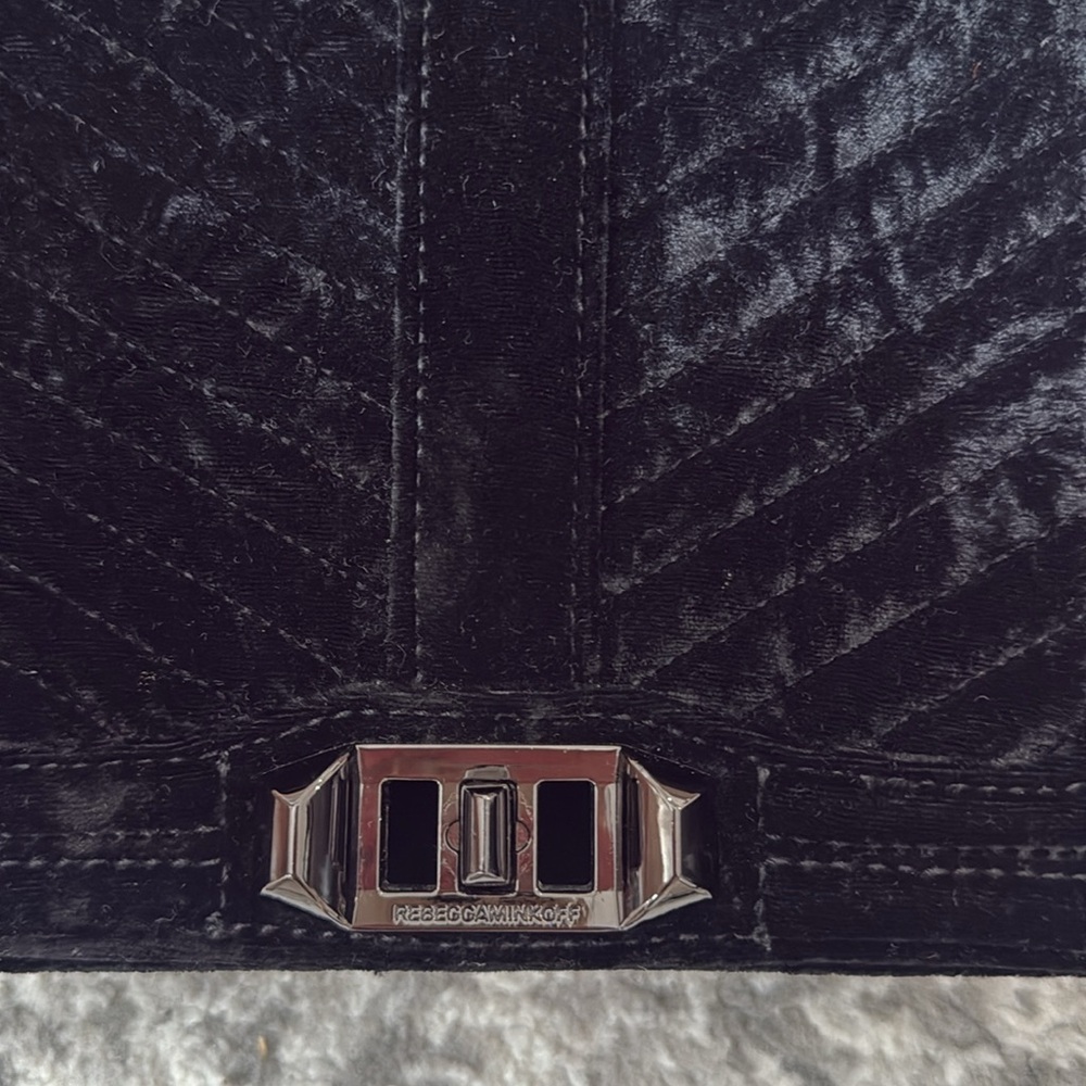 Rebecca Minkoff Black Velvet Shoulder Bag Crossbody Bag - Picture 3 of 6